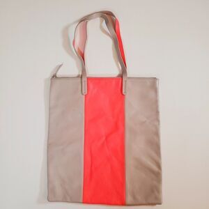 Gap Women's Medium Leather Tote Bag Tan Orange Errands Lightweight Minimalist